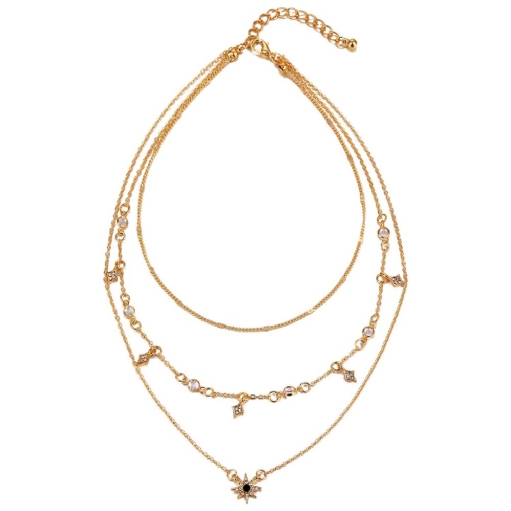 Dainty layered gold choker